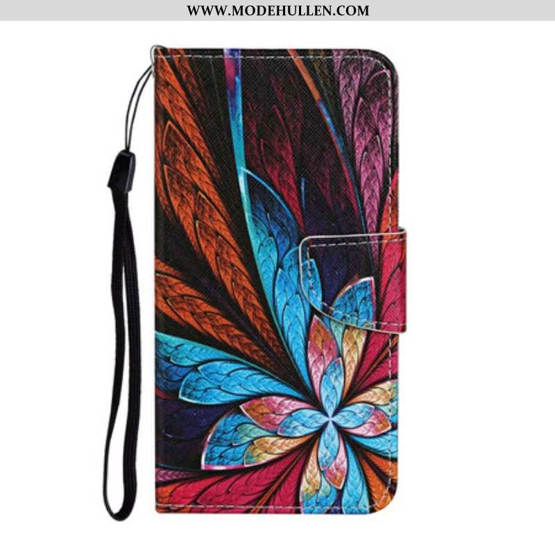 Flip Case Für iPhone 13 Pro Farbige Laken Mit Umhängeband