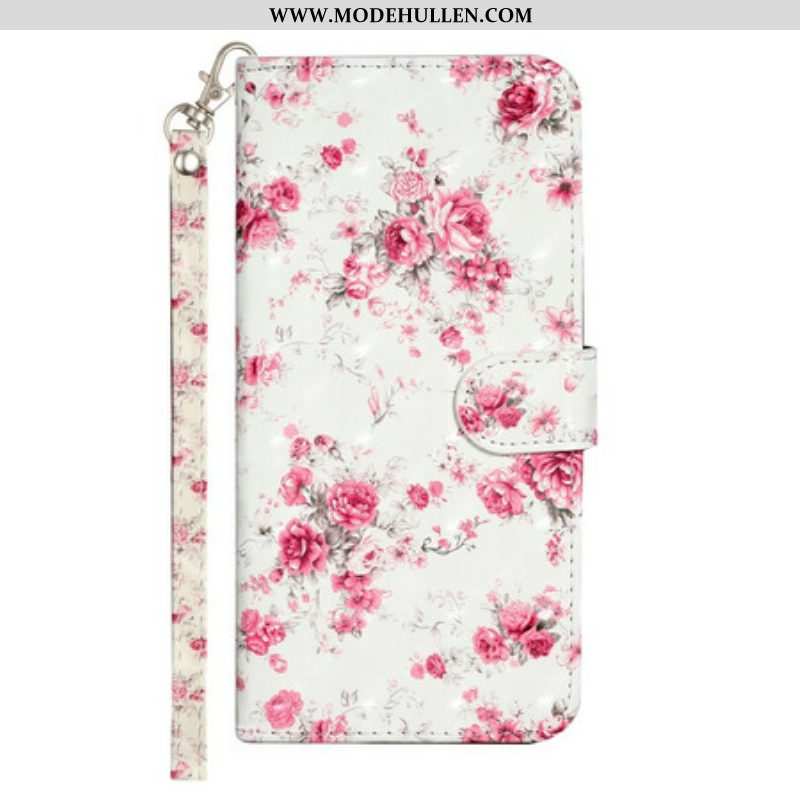 Flip Case Für iPhone 13 Pro Max Mit Kordel Riemenlichtfleckblumen