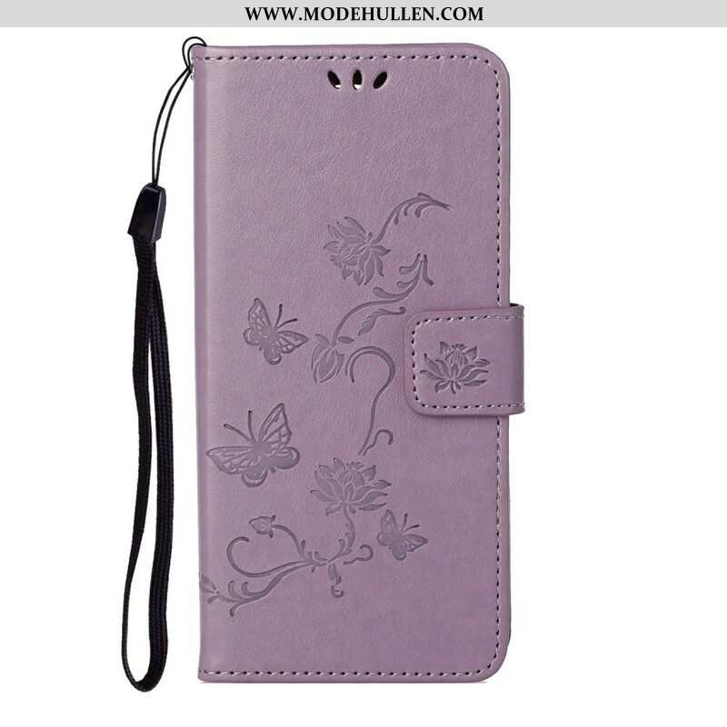 Flip Case Für iPhone 13 Pro Mit Kordel Schmetterlings- Und Blumenarmband