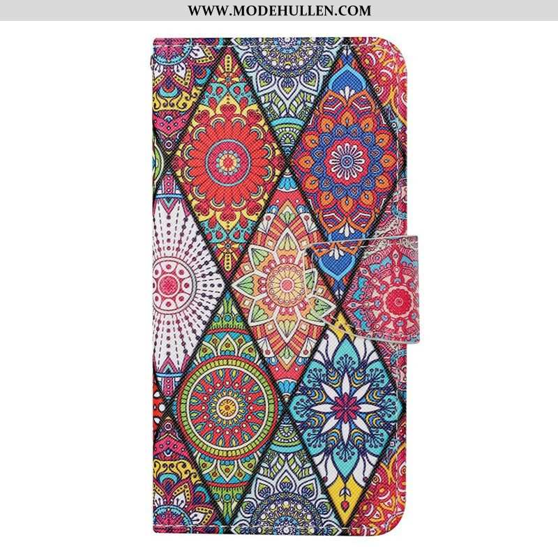 Flip Case Für iPhone 13 Pro Patchwork Mit Schlüsselband