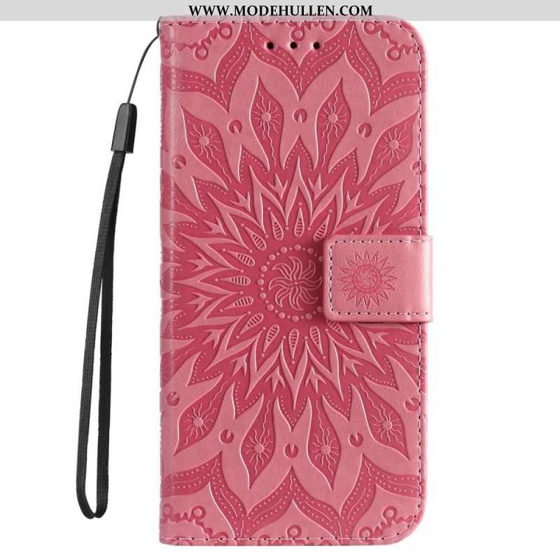 Flip Case Für iPhone 14 Pro Max Mandala-sonne Mit Schlüsselband