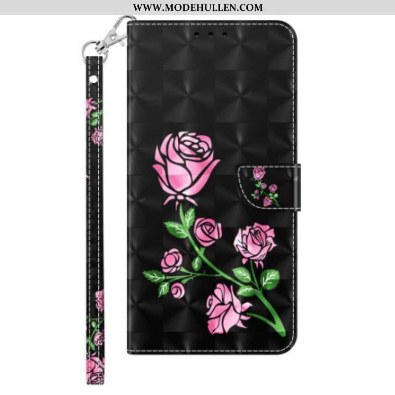 Flip Case Für iPhone 14 Pro Mit Kordel Riemenrosen