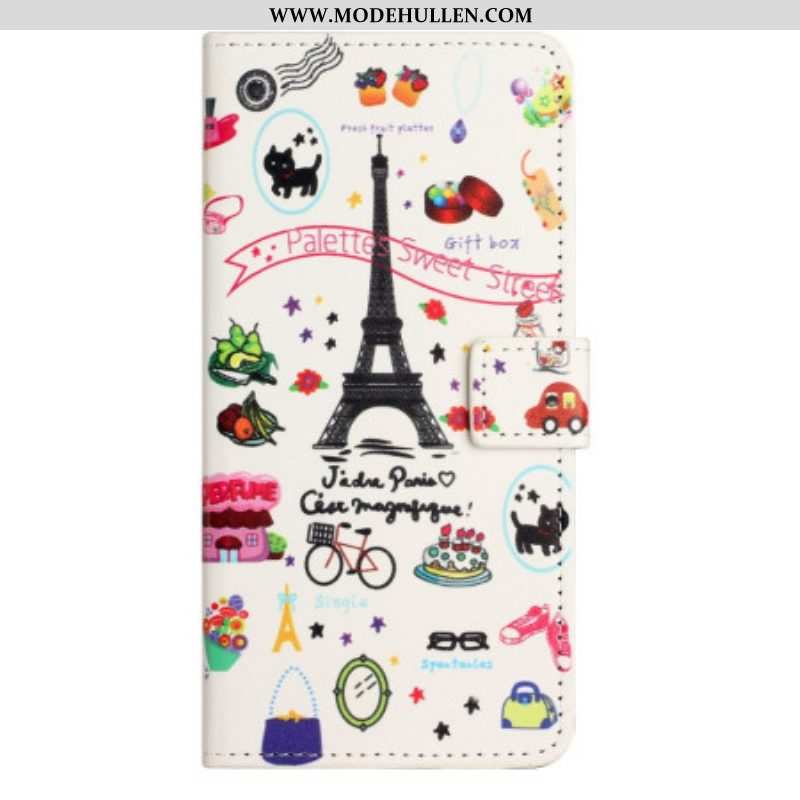 Flip Case Für iPhone 14 Pro Süßes Paris