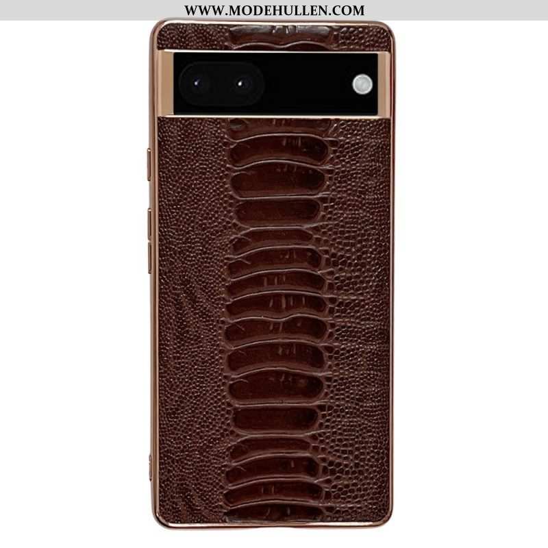 Handyhülle Für Google Pixel 7 Straußenleder-stil Aus Echtem Leder