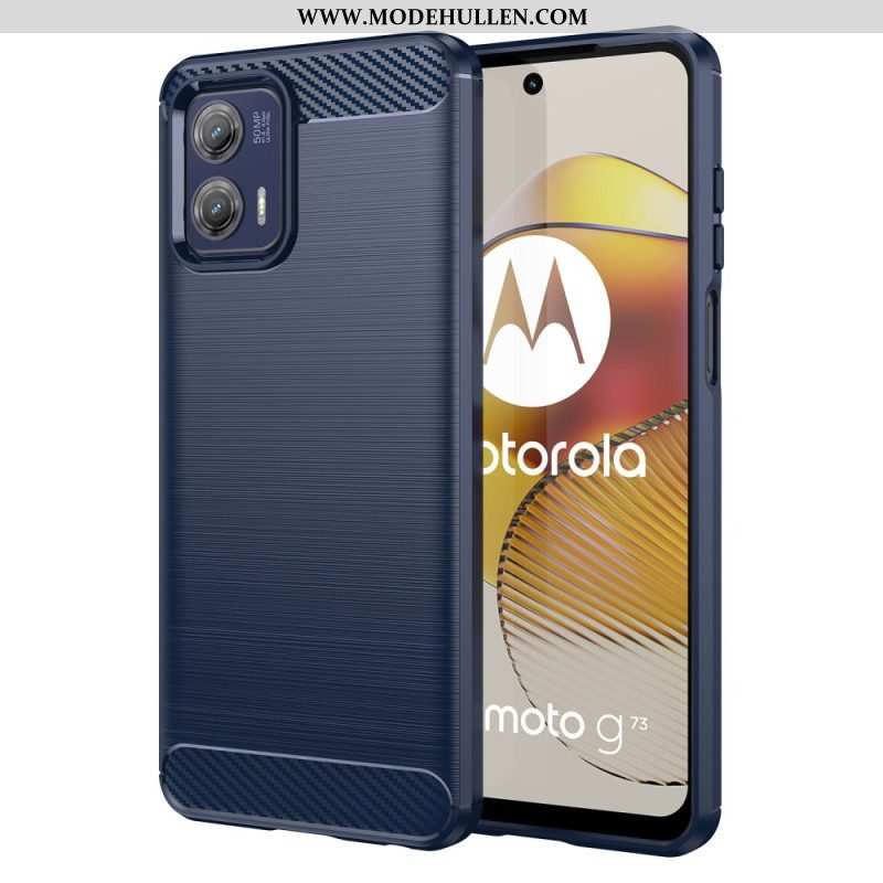 Handyhülle Für Moto G73 5G Gebürstete Kohlefaser