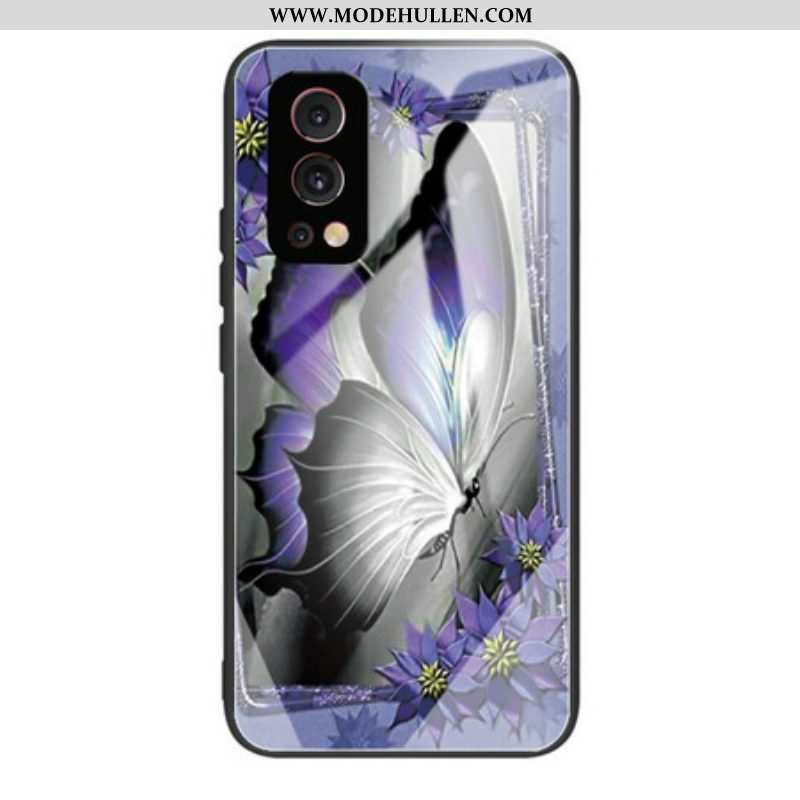 Handyhülle Für OnePlus Nord 2 5G Lila Schmetterlings-hartglas