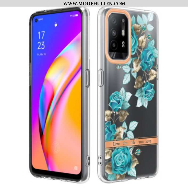 Handyhülle Für Oppo A94 5G Nahtlose Blaue Blumen