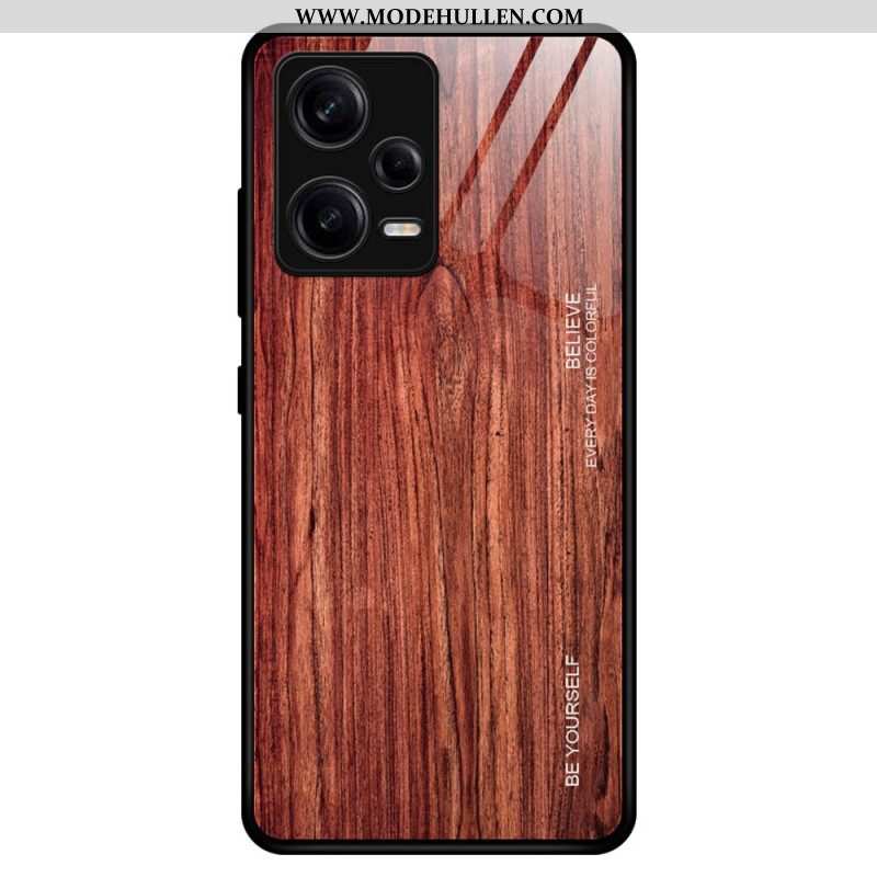 Handyhülle Für Poco X5 Pro 5G Holzdesign Aus Gehärtetem Glas