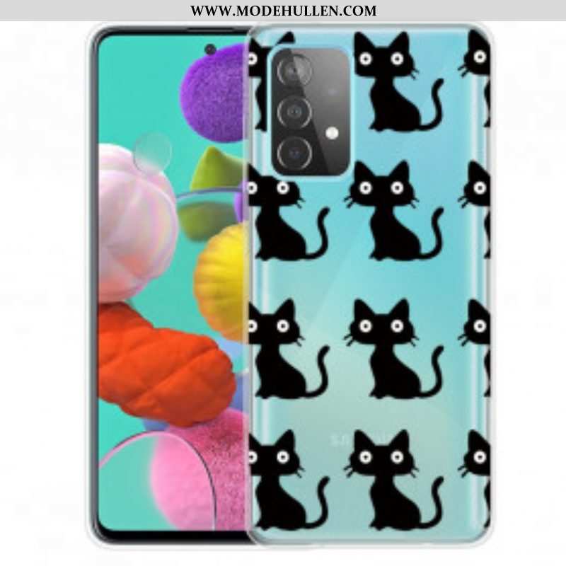 Handyhülle Für Samsung Galaxy A52 4G / A52 5G / A52s 5G Mehrere Schwarze Katzen