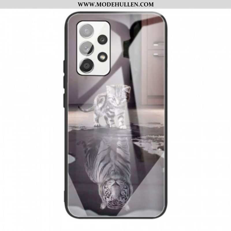 Handyhülle Für Samsung Galaxy A53 5G Ernest Der Tiger Aus Gehärtetem Glas