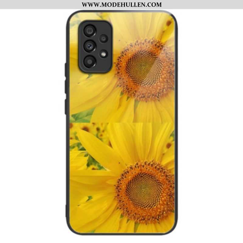Handyhülle Für Samsung Galaxy A53 5G Sonnenblumen-gehärtetes Glas