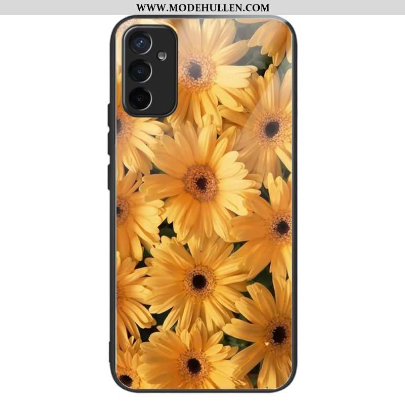 Handyhülle Für Samsung Galaxy M13 Sonnenblumen Gehärtetes Glas