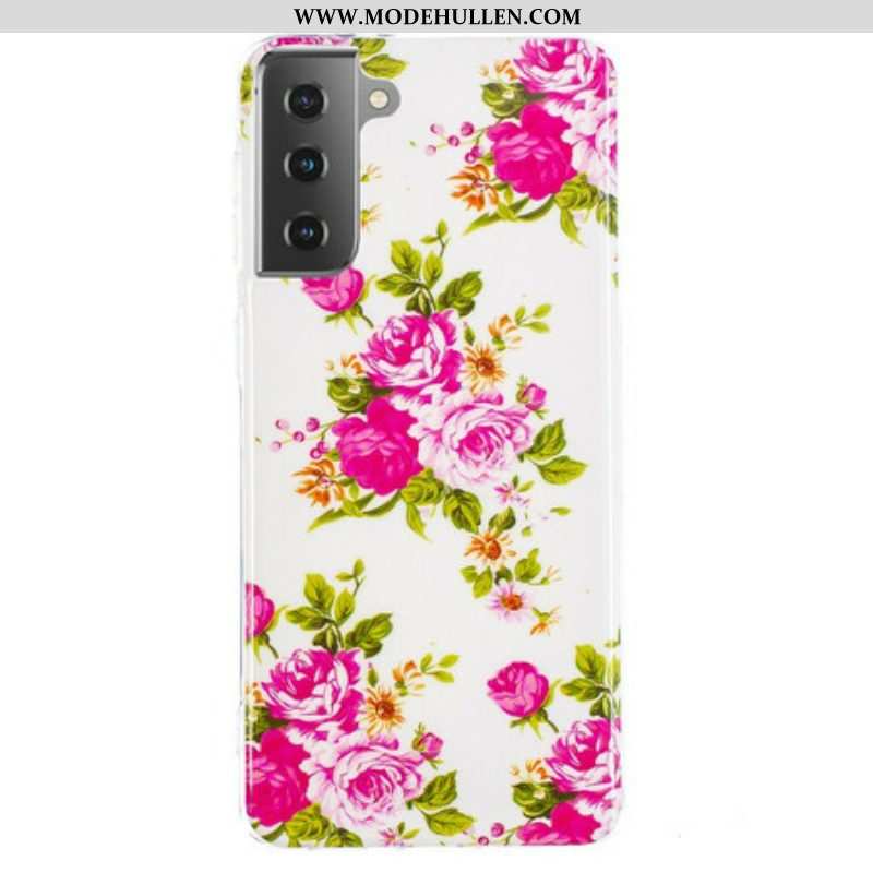 Handyhülle Für Samsung Galaxy S21 5G Fluoreszierende Freiheitsblumen