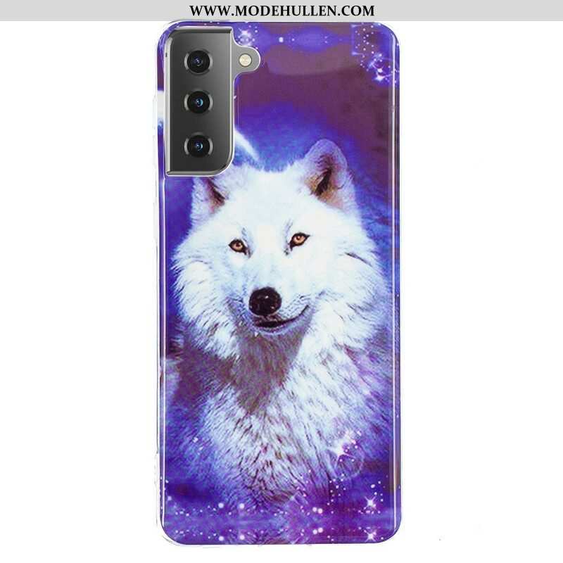 Handyhülle Für Samsung Galaxy S21 5G Fluoreszierende Wolf-serie