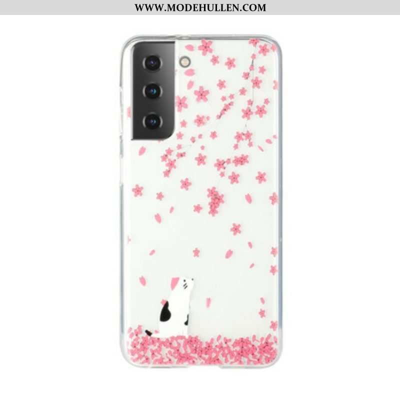 Handyhülle Für Samsung Galaxy S21 Plus 5G Blütenblätter Und Katze