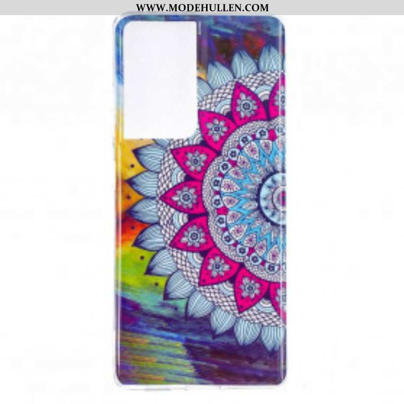 Handyhülle Für Samsung Galaxy S21 Ultra 5G Fluoreszierendes Buntes Mandala