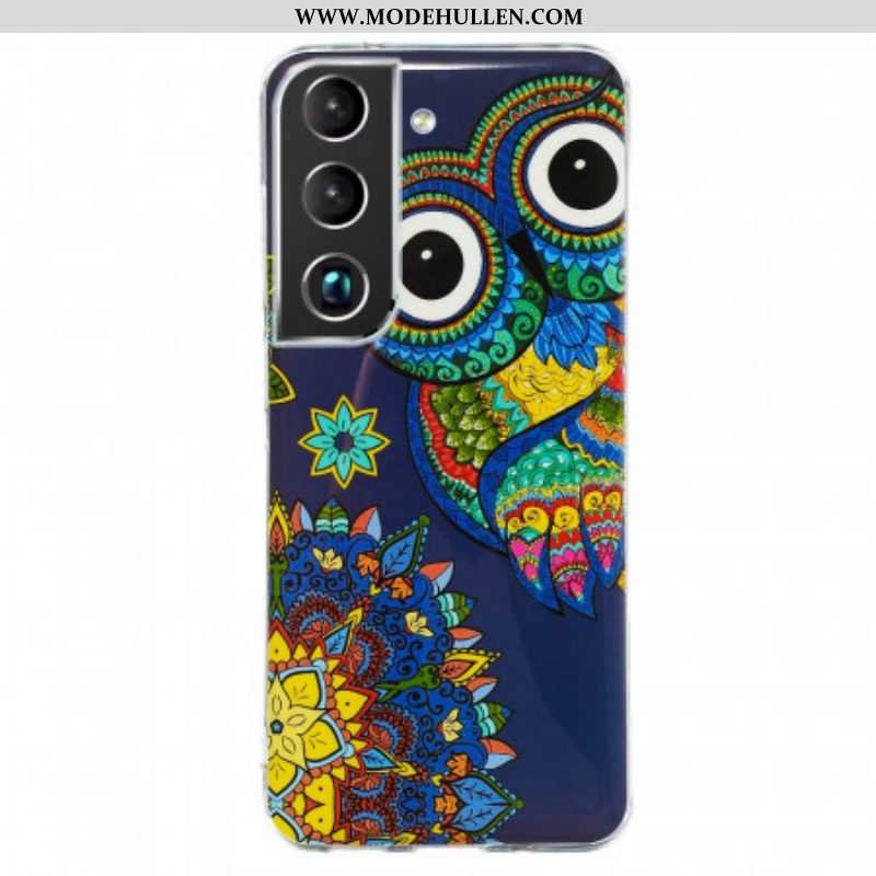 Handyhülle Für Samsung Galaxy S22 5G Fluoreszierendes Eulen-mandala