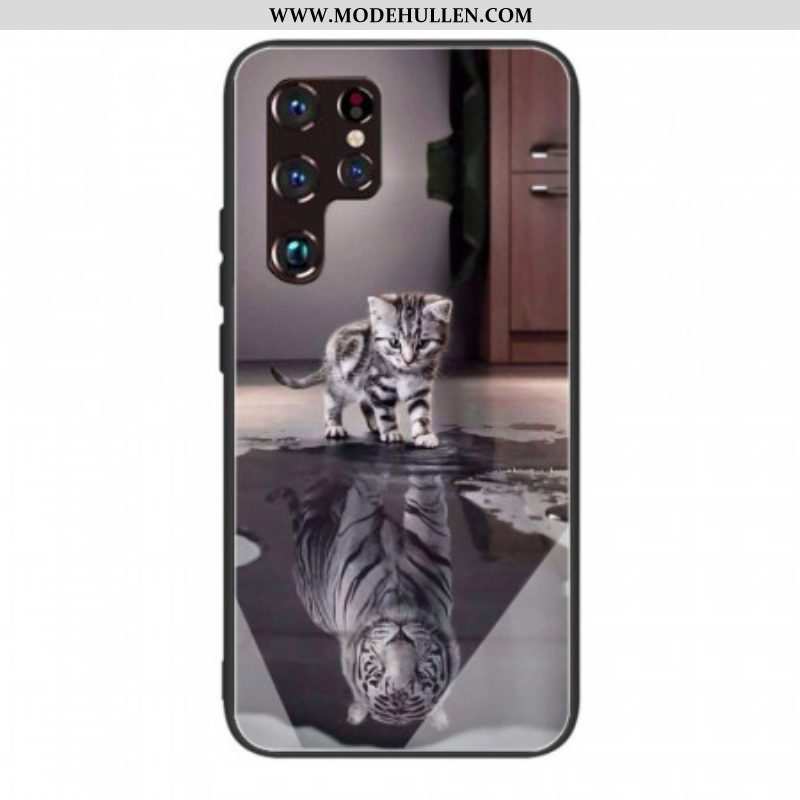 Handyhülle Für Samsung Galaxy S22 Ultra 5G Ernest Der Tiger Aus Gehärtetem Glas