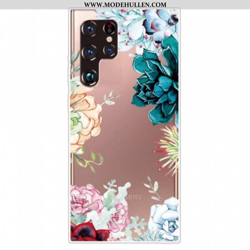 Handyhülle Für Samsung Galaxy S22 Ultra 5G Nahtlose Aquarellblumen