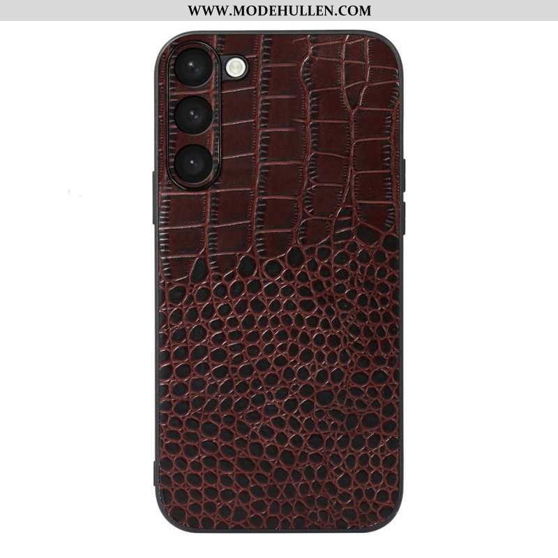 Handyhülle Für Samsung Galaxy S23 Plus 5G Echtes Leder Im Krokodil-stil