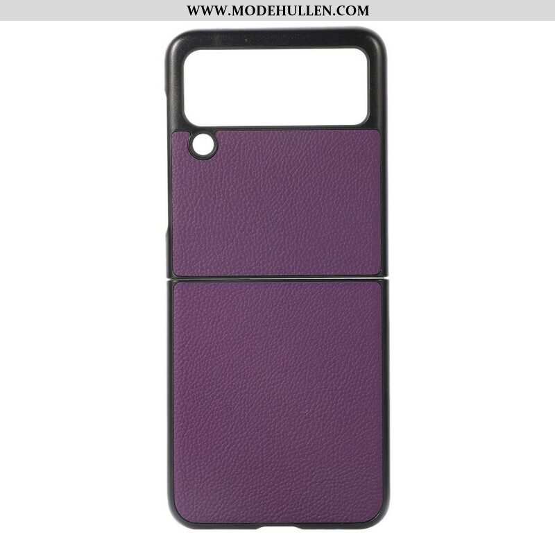 Handyhülle Für Samsung Galaxy Z Flip 3 5G Flip Case Echtes Litschi-leder
