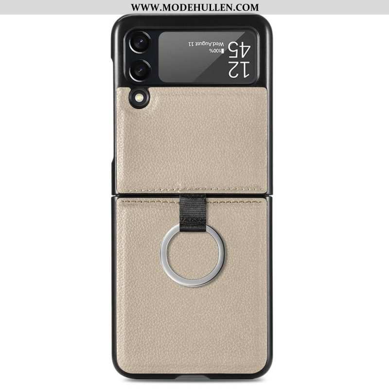Handyhülle Für Samsung Galaxy Z Flip 3 5G Flip Case Ledereffekt Mit Ring