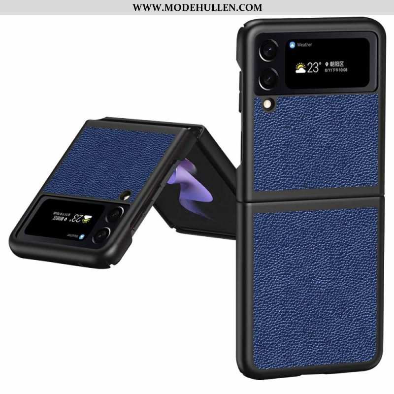 Handyhülle Für Samsung Galaxy Z Flip 4 Flip Case Echtes Litschifarbenes Leder