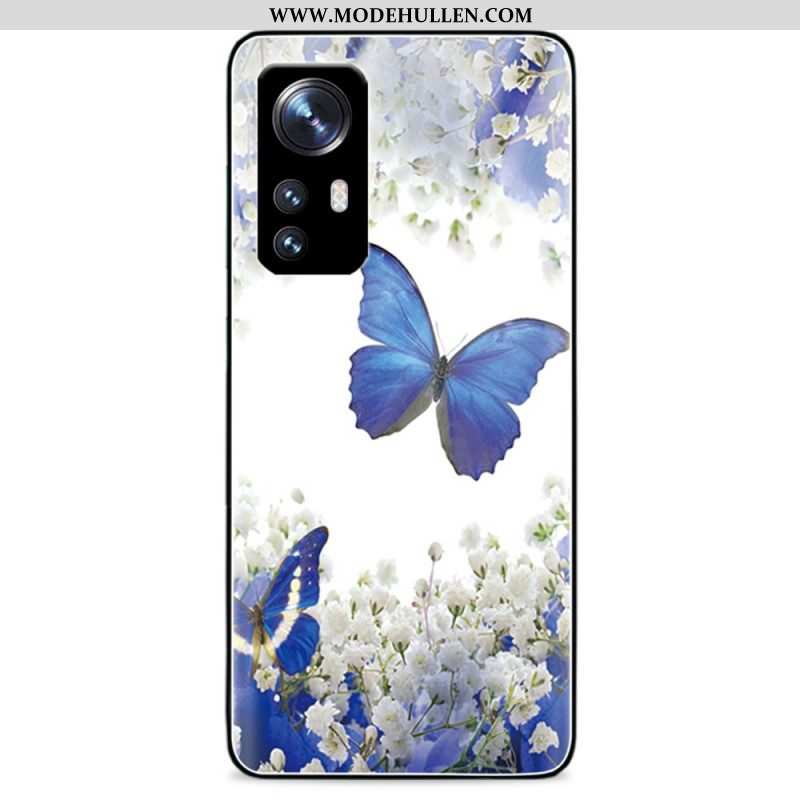 Handyhülle Für Xiaomi 12 Pro Königliche Schmetterlinge Aus Gehärtetem Glas