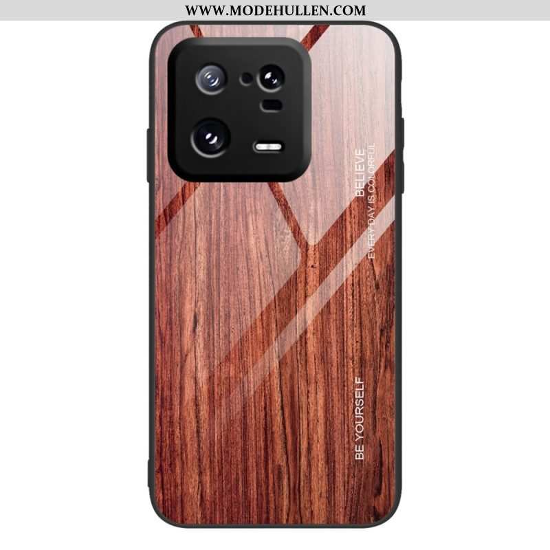 Handyhülle Für Xiaomi 13 Pro Holzdesign Aus Gehärtetem Glas