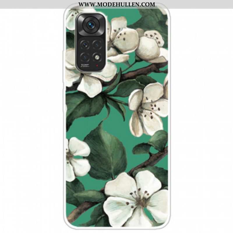 Handyhülle Für Xiaomi Redmi Note 11 / 11S Bemalte Weiße Blumen