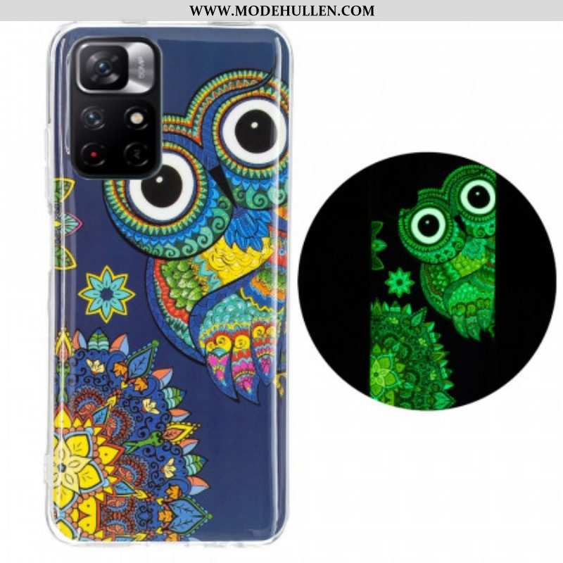 Handyhülle Für Xiaomi Redmi Note 11 Pro Plus 5G Fluoreszierendes Eulen-mandala