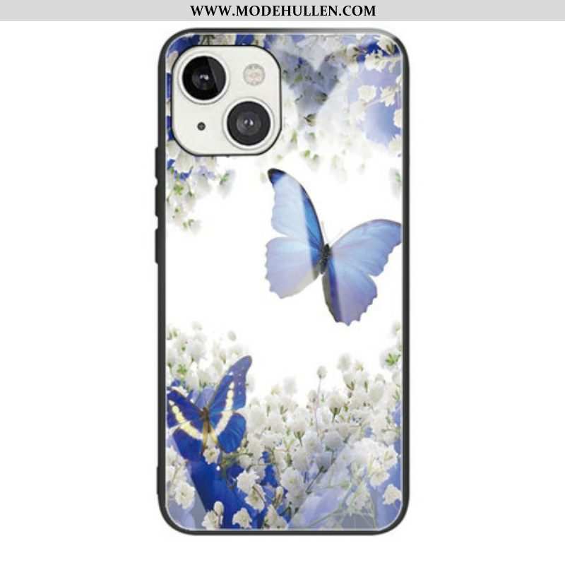 Handyhülle Für iPhone 13 Mini Gehärtetes Glas Im Schmetterlings-design