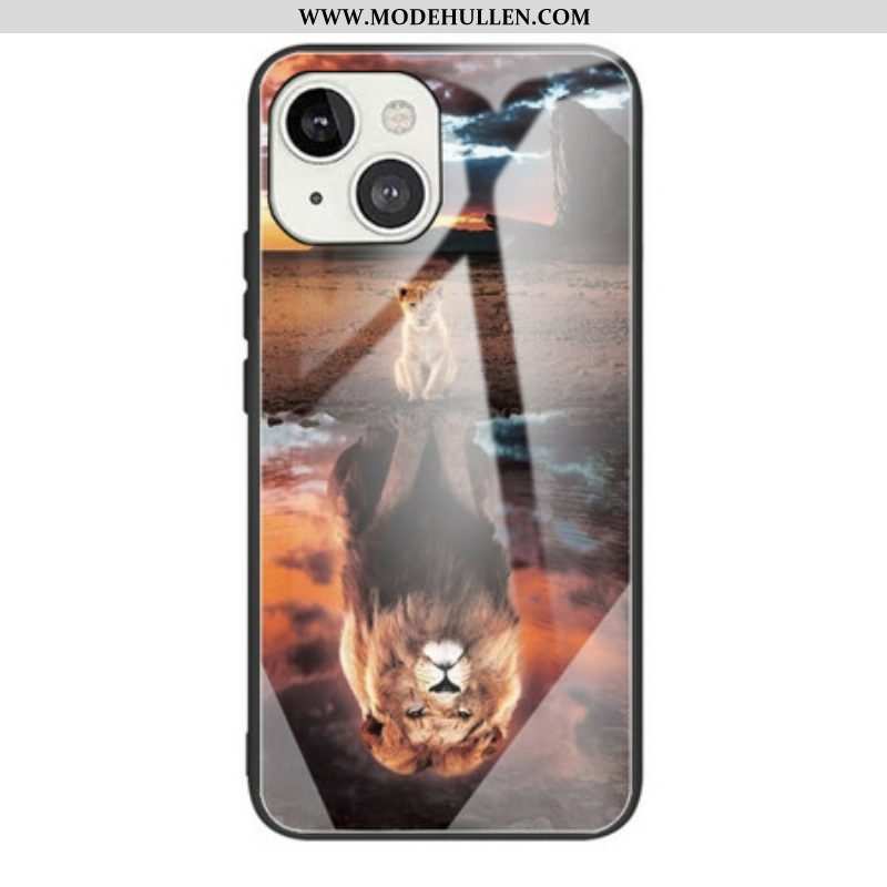 Handyhülle Für iPhone 13 Mini Löwenjunges Traum Gehärtetes Glas