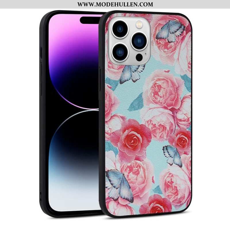 Handyhülle Für iPhone 14 Pro Kunstleder Mit Blumenmuster