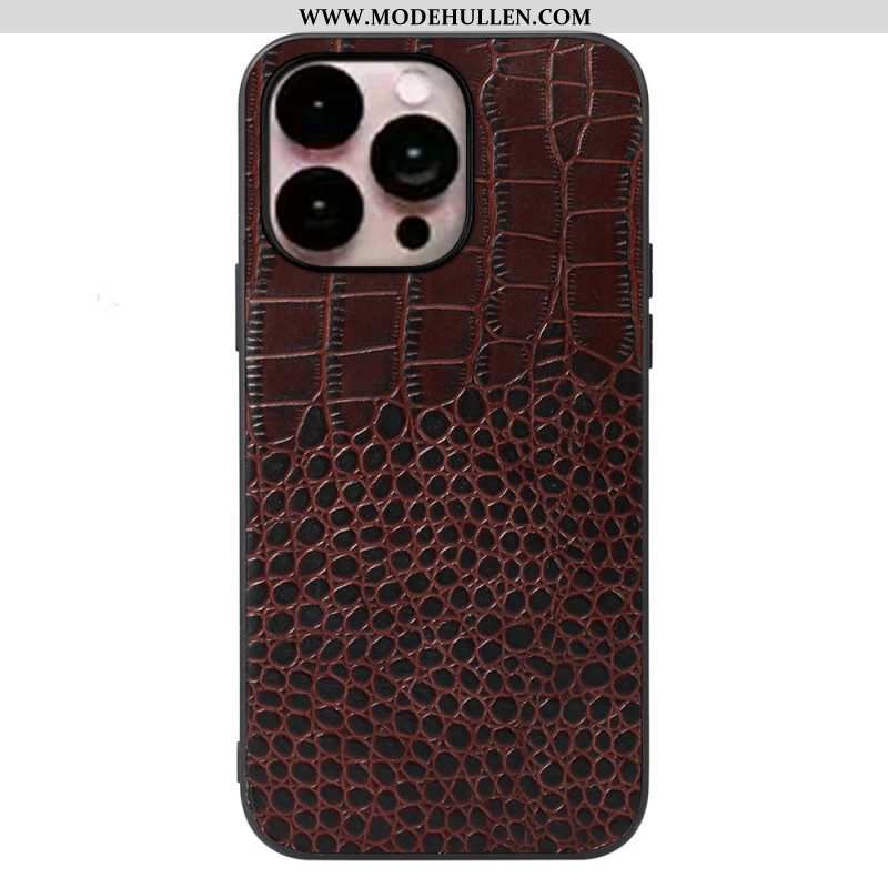 Handyhülle Für iPhone 14 Pro Max Echtes Leder Mit Krokodilstruktur