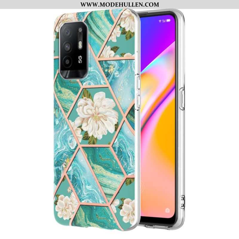 Hülle Für Oppo A94 5G Bunter Geometrischer Marmor