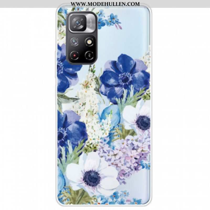Hülle Für Poco M4 Pro 5G Aquarellblaue Blumen