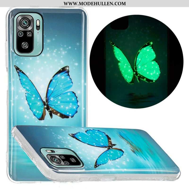 Hülle Für Poco M5s Fluoreszierender Blauer Schmetterling