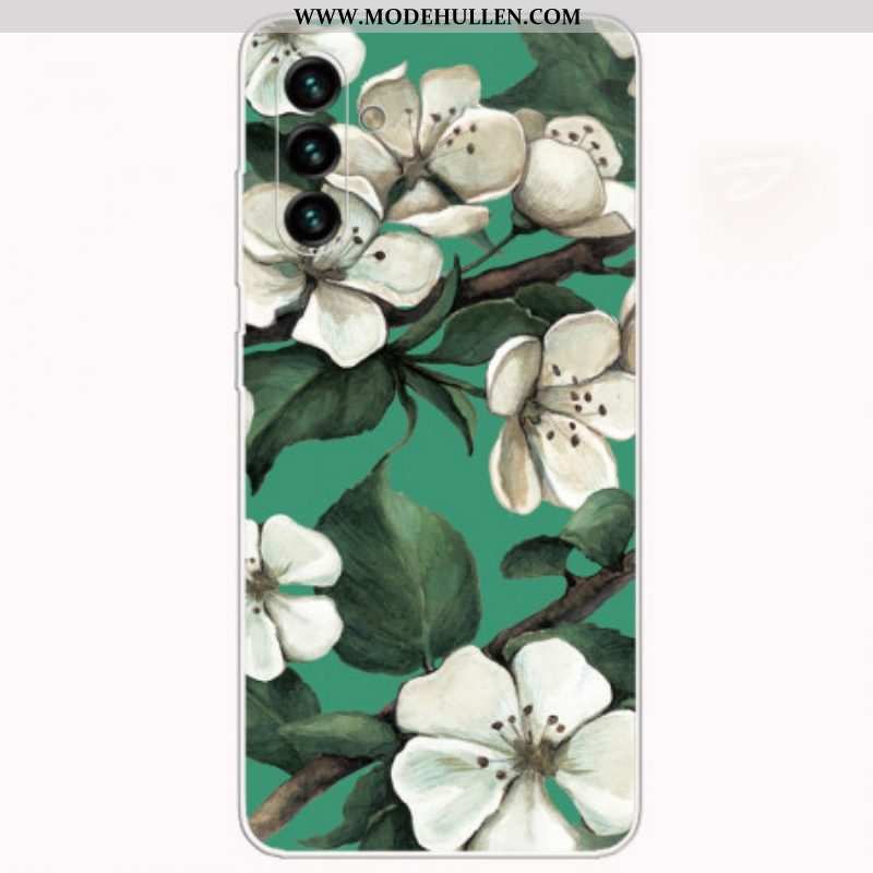 Hülle Für Samsung Galaxy A13 5G / A04s Bemalte Weiße Blumen