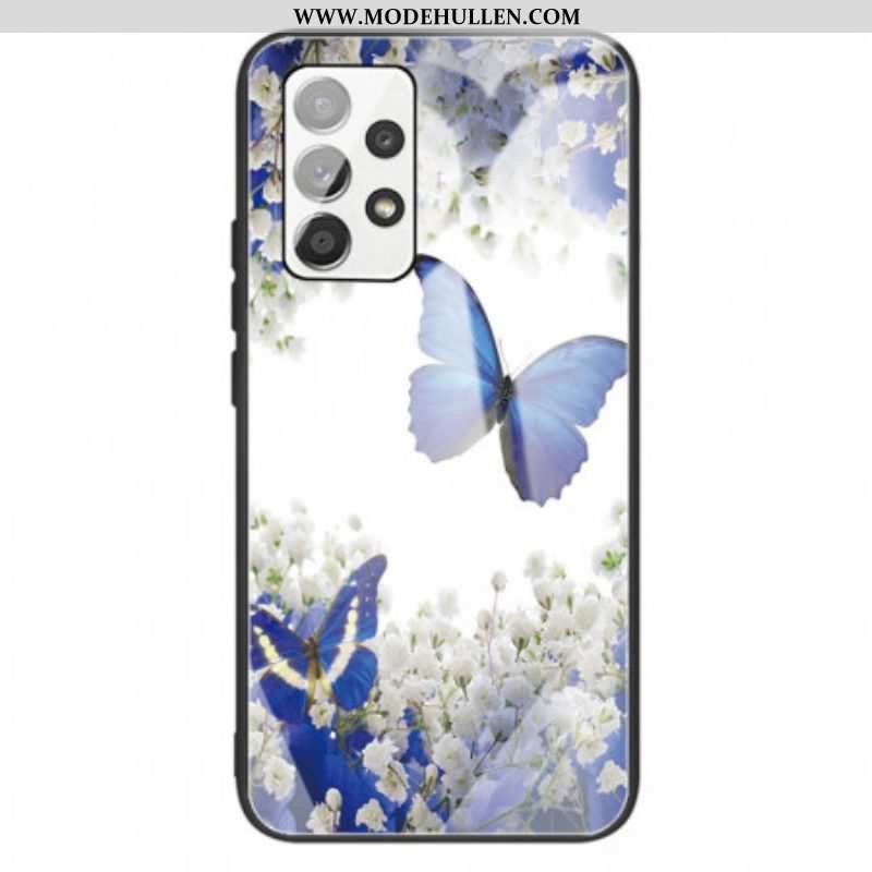Hülle Für Samsung Galaxy A13 Gehärtetes Glas Im Schmetterlings-design