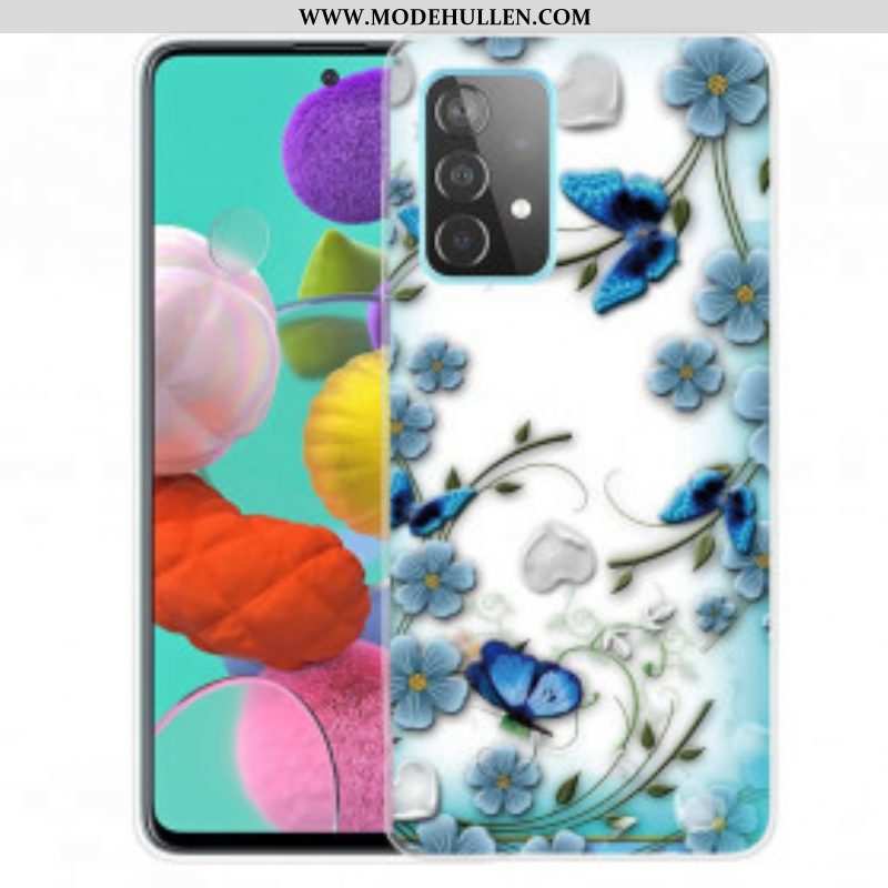 Hülle Für Samsung Galaxy A52 4G / A52 5G / A52s 5G Retro-schmetterlinge Und Blumen