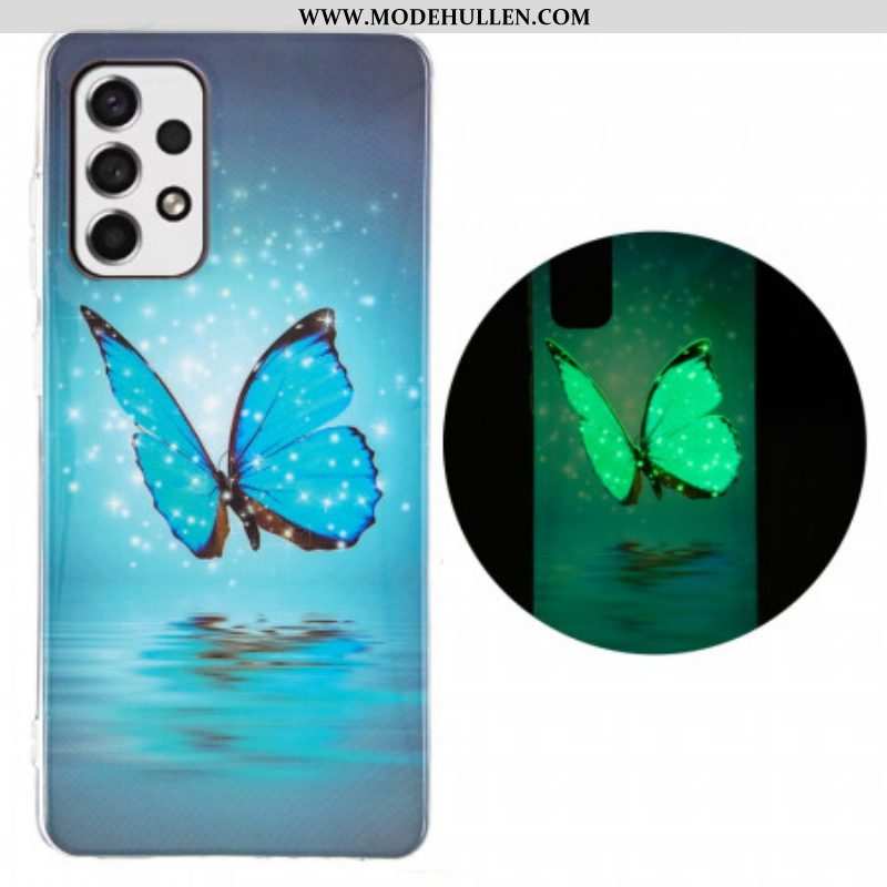 Hülle Für Samsung Galaxy A53 5G Fluoreszierender Blauer Schmetterling