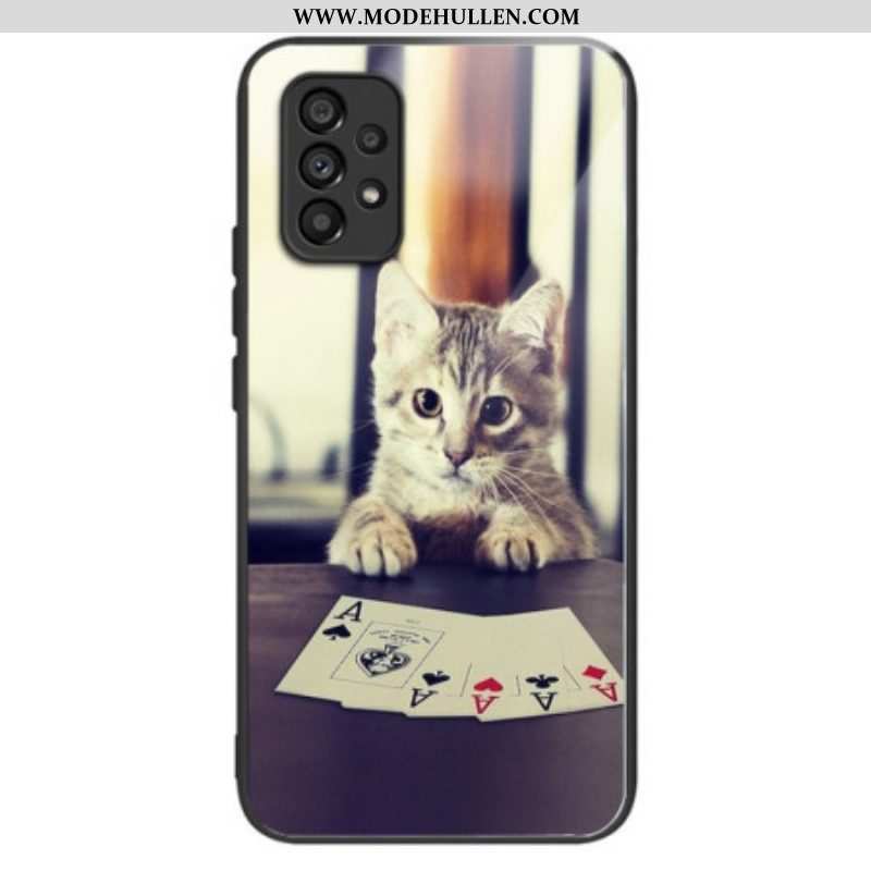 Hülle Für Samsung Galaxy A53 5G Poker Cat Gehärtetes Glas