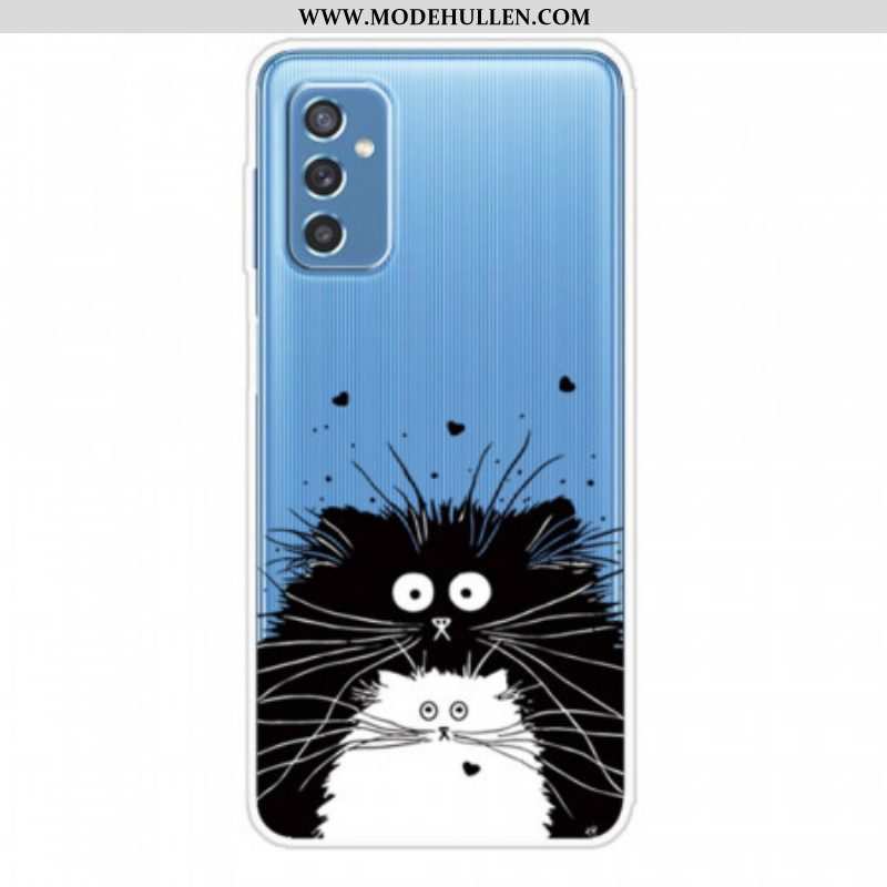 Hülle Für Samsung Galaxy M52 5G Schwarze Und Weiße Katzen