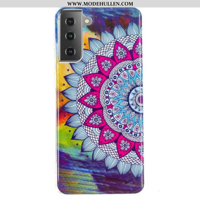 Hülle Für Samsung Galaxy S21 5G Fluoreszierendes Buntes Mandala