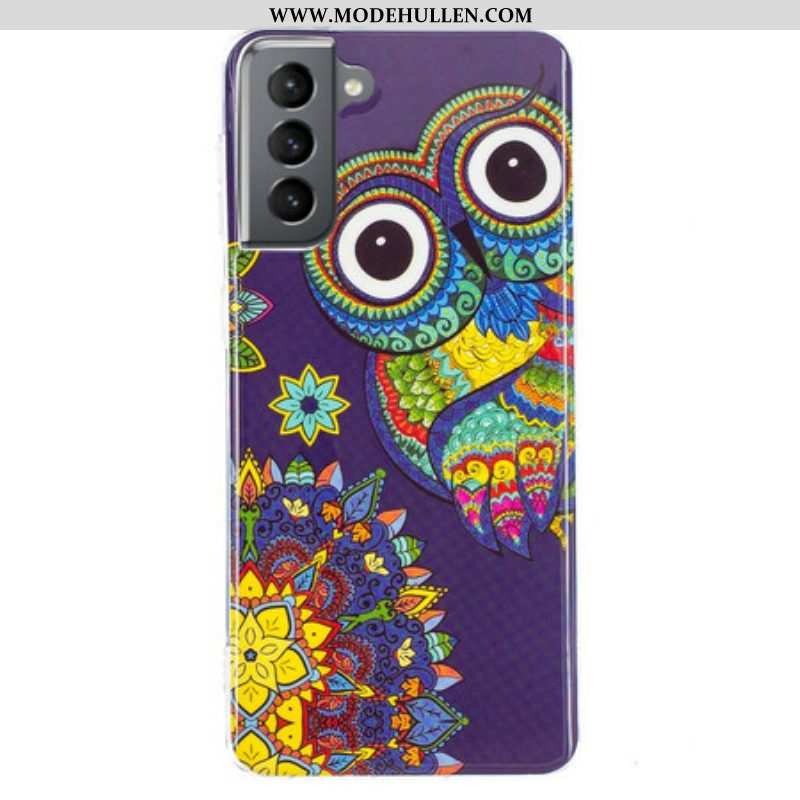 Hülle Für Samsung Galaxy S21 FE Fluoreszierendes Eulen-mandala