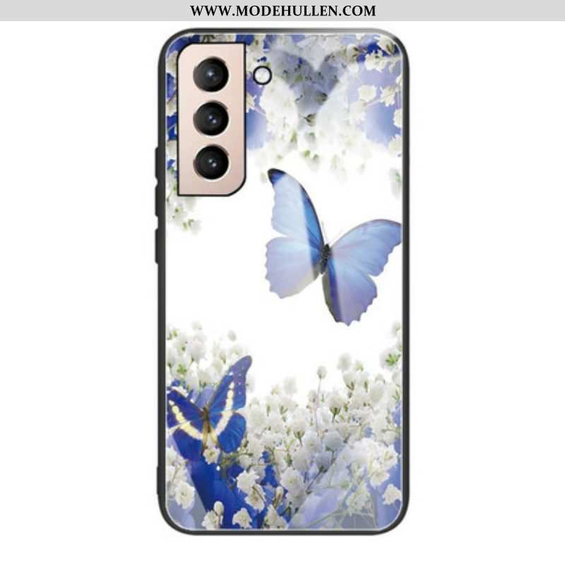 Hülle Für Samsung Galaxy S21 FE Gehärtetes Glas Im Schmetterlings-design