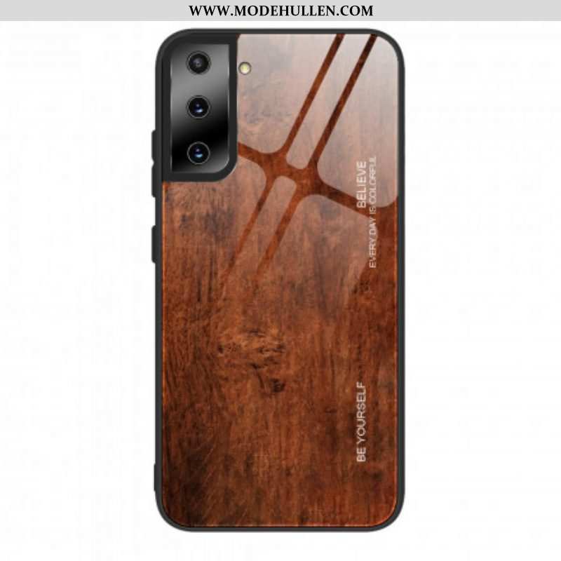 Hülle Für Samsung Galaxy S21 Plus 5G Holzdesign Aus Gehärtetem Glas