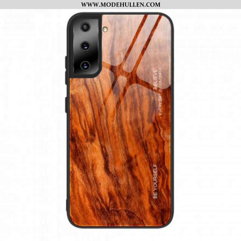 Hülle Für Samsung Galaxy S21 Ultra 5G Holzdesign Aus Gehärtetem Glas