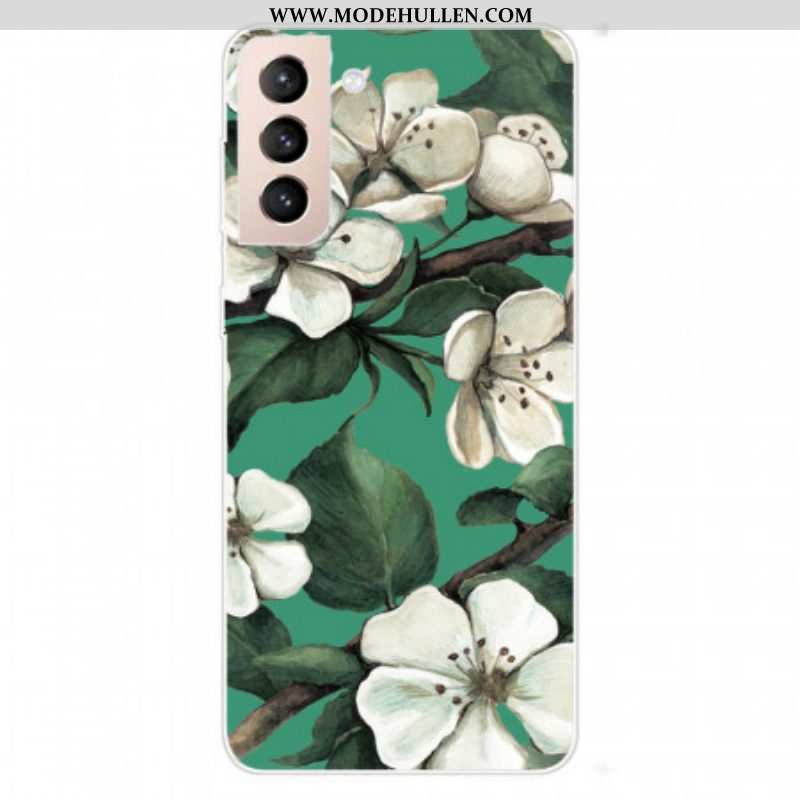 Hülle Für Samsung Galaxy S22 Plus 5G Bemalte Weiße Blumen